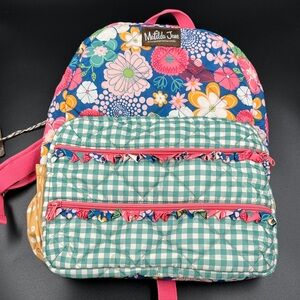 Matilda Jane Colorful Floral and Gingham Backpack NWT